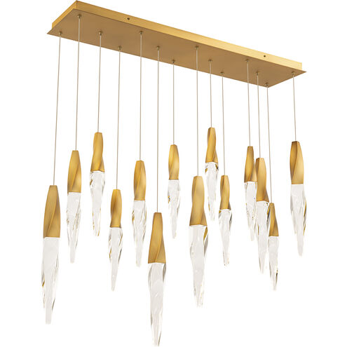 Beyond Kindjal LED 9.5 inch Aged Brass Multi-Light Pendant Ceiling Light, Linear Canopy