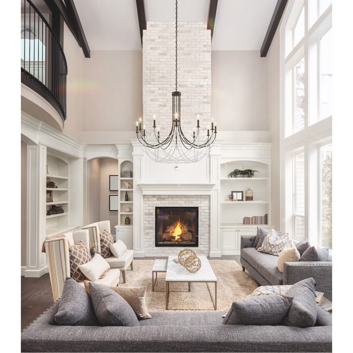 Verdana 12 Light Black Chandelier Ceiling Light in Optic