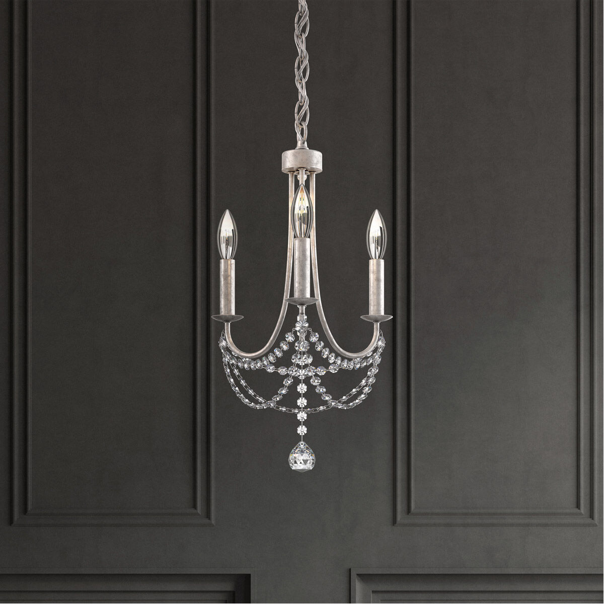 Verdana 3 Light Antique Silver Chandelier Ceiling Light
