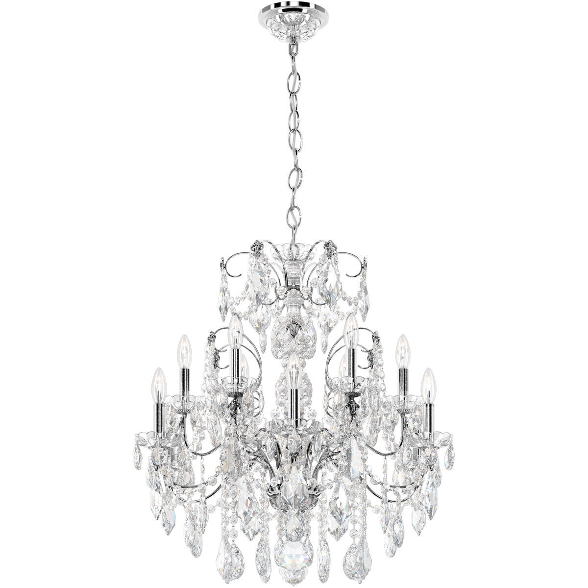Century 12 Light 30 inch Polished Silver Chandelier Ceiling Light