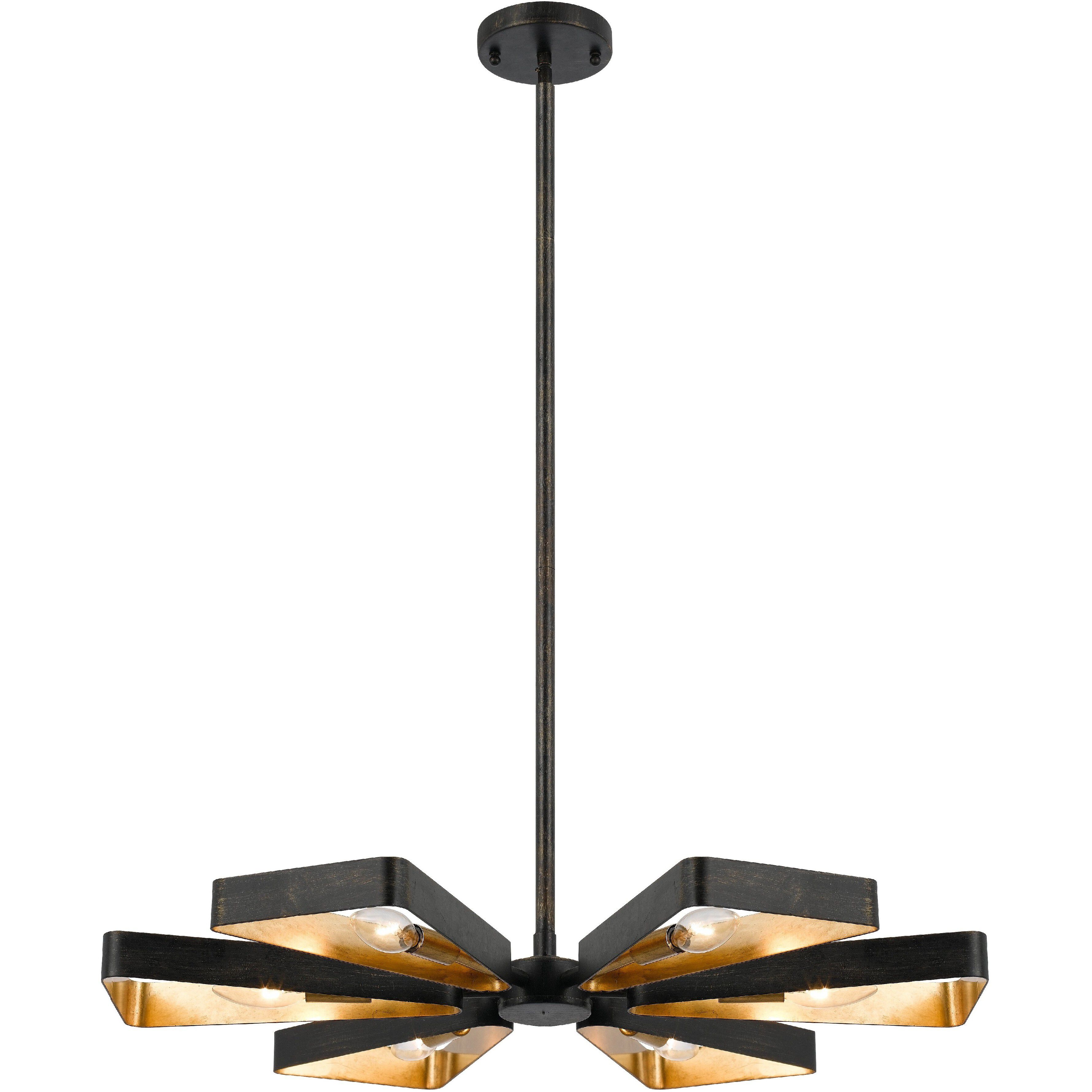 Luna 6 Light 27 inch English Bronze and Antique Gold Chandelier Ceiling Light