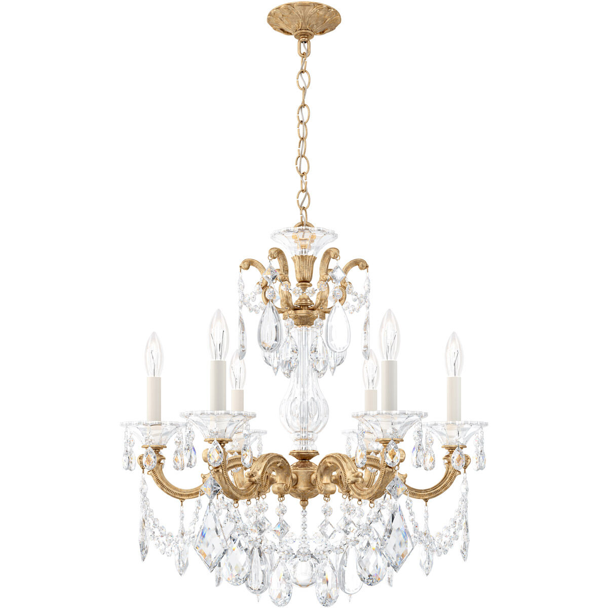 La Scala 6 Light 23 inch French Gold Chandelier Ceiling Light in French Gold Cast
