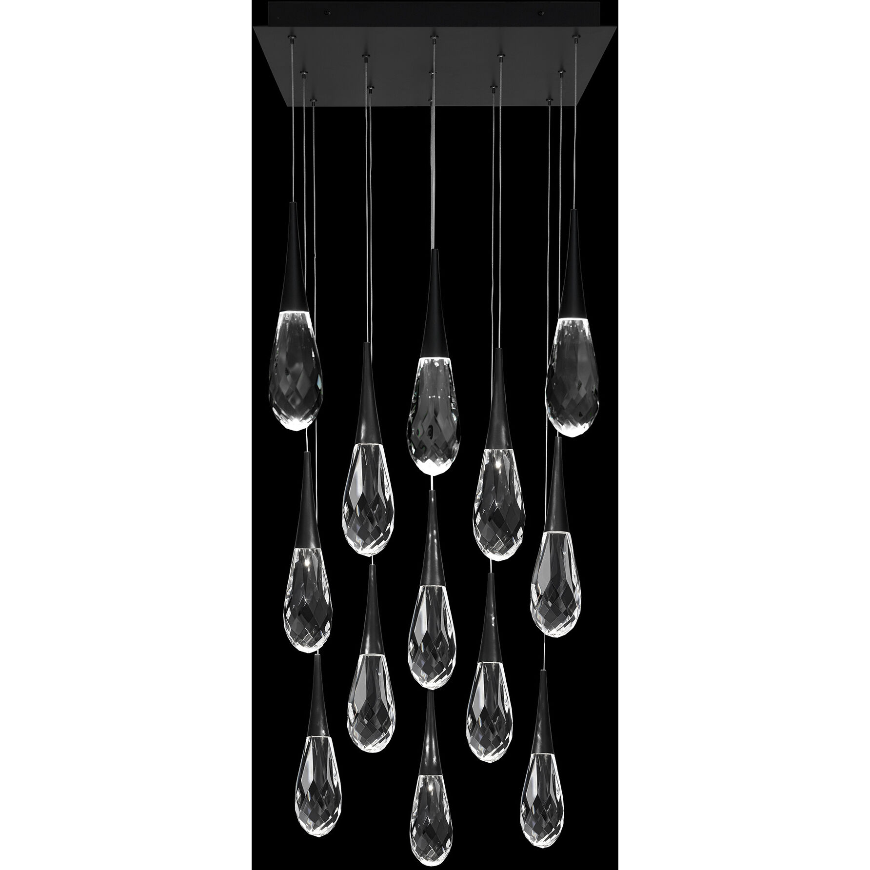 Beyond Hibiscus LED 20 inch Black Multi-Light Pendant Ceiling Light, Square Canopy