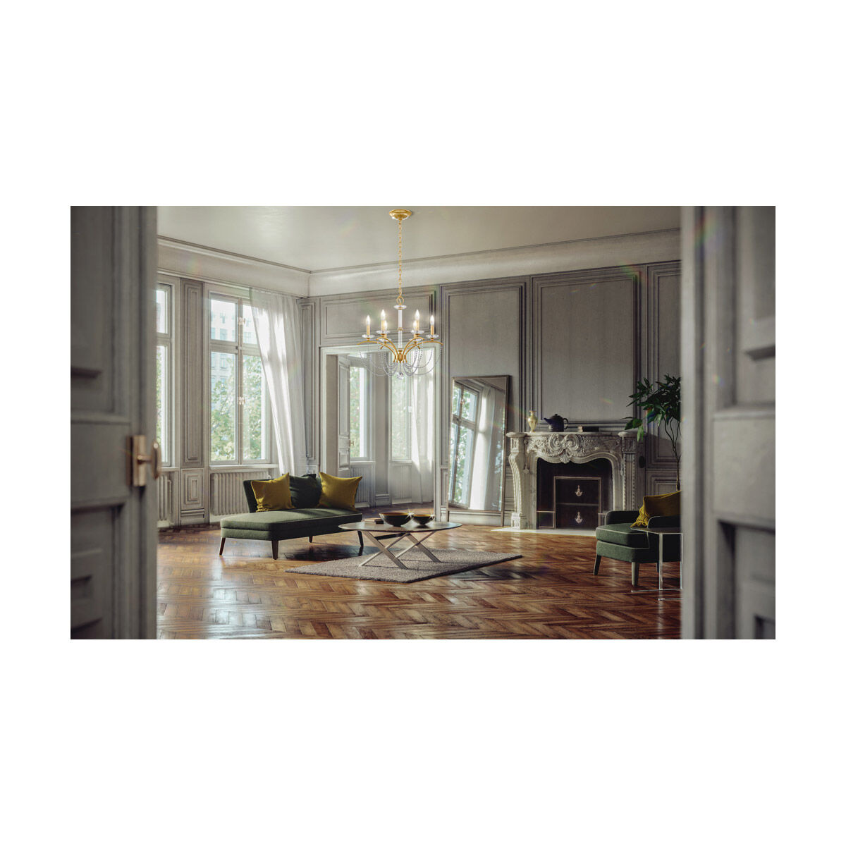 Priscilla 6 Light Antique Silver Chandelier Ceiling Light in Dark Grey Pearl, Adjustable Height