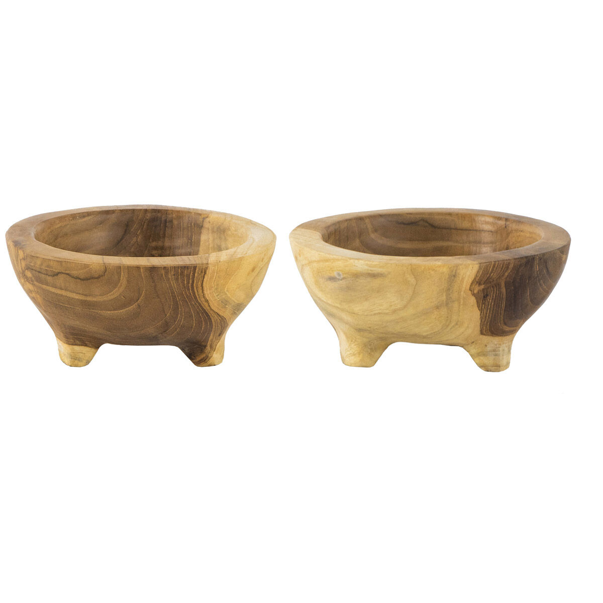 Teak 6 X 3 inch Bowls, With Legs, Set of 2