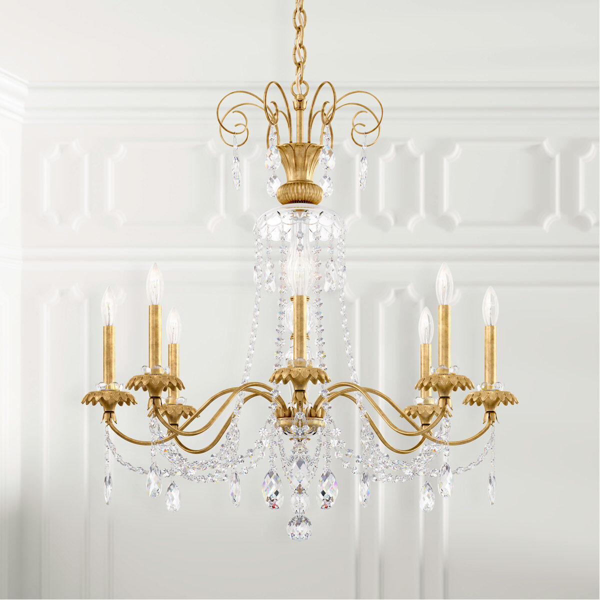 Helenia 8 Light 31.5 inch Heirloom Gold Chandelier Ceiling Light, Adjustable Height