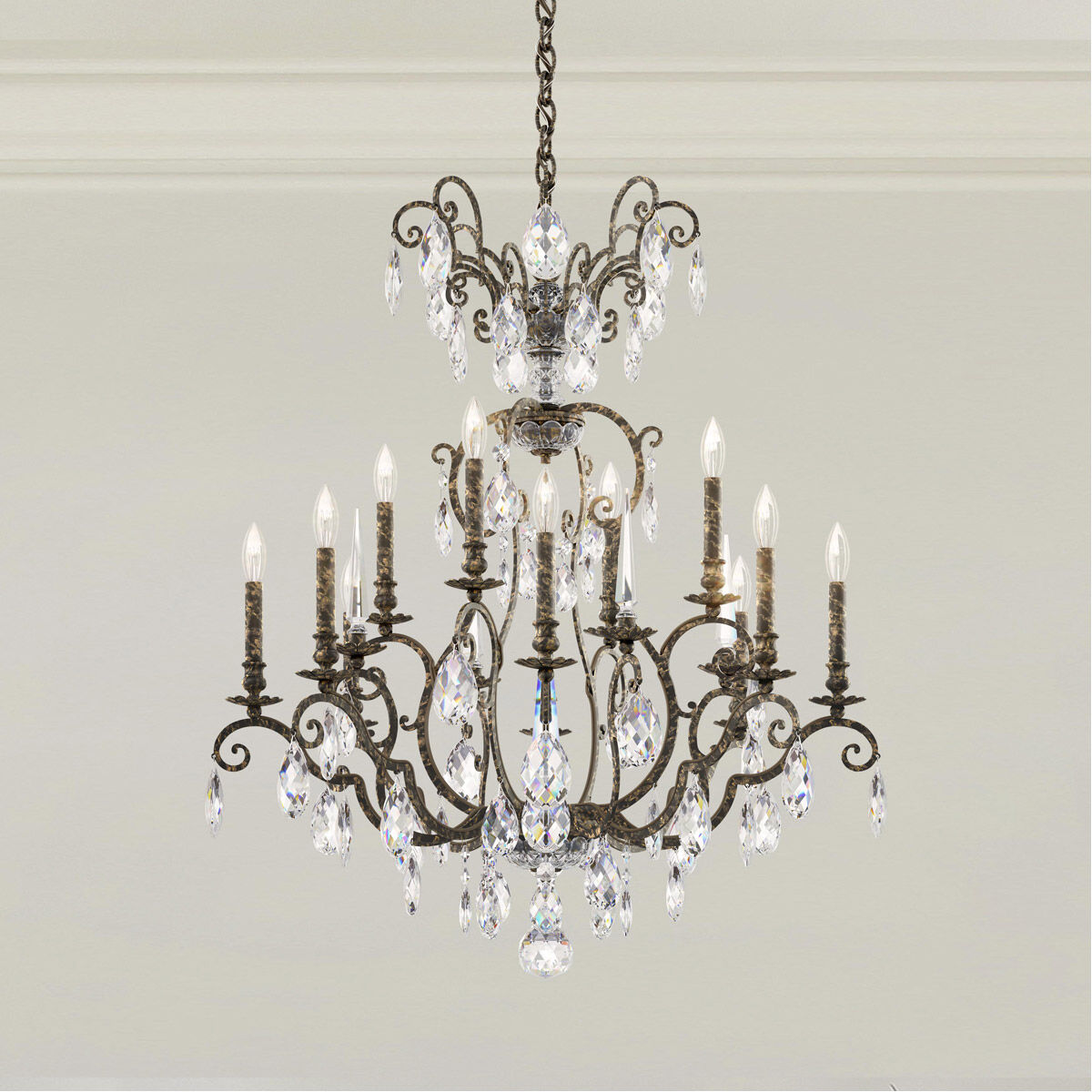 Renaissance Nouveau 12 Light 32 inch Heirloom Bronze Chandelier Ceiling Light, Adjustable Height