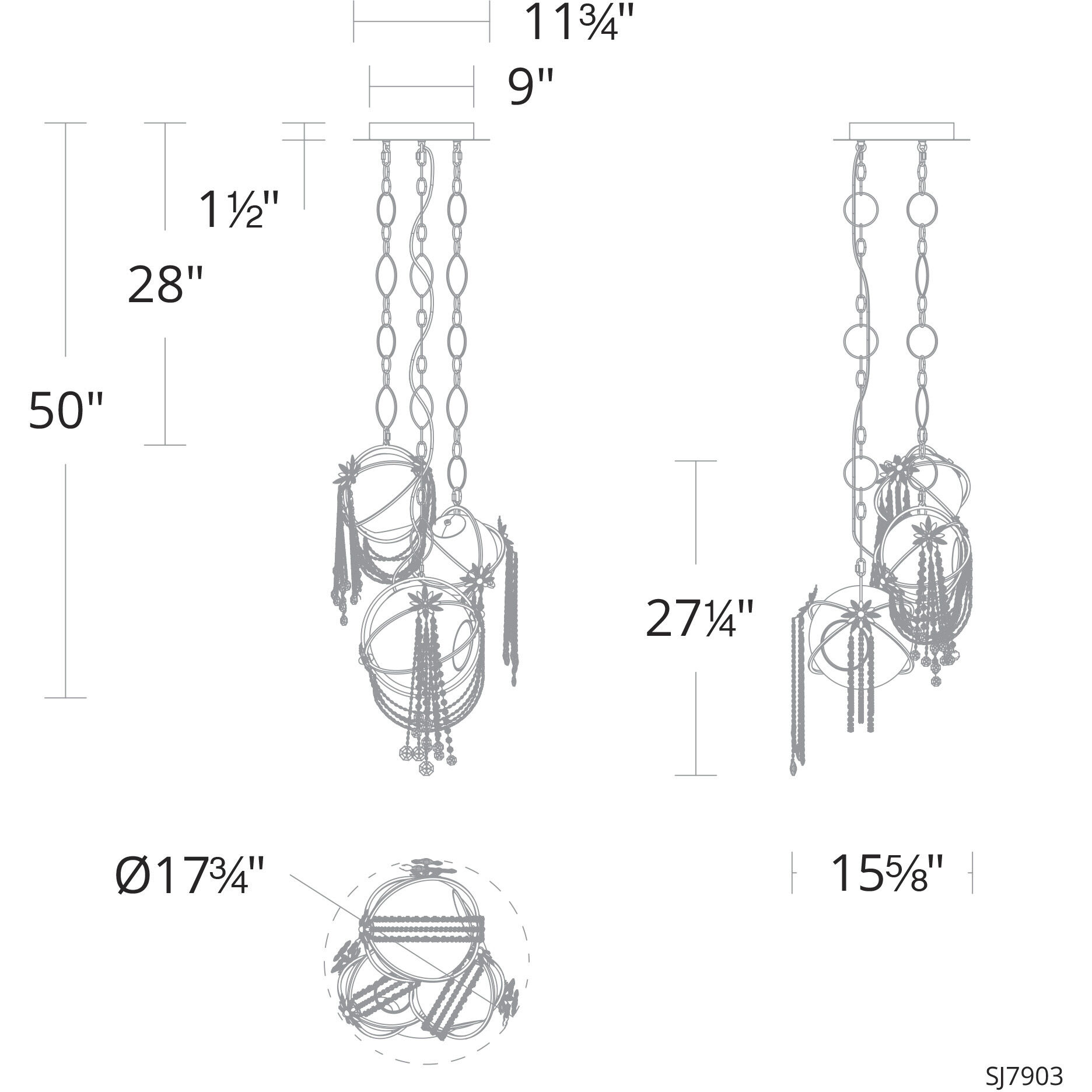 Forever Revere LED 17.75 inch Heirloom Gold Chandelier Ceiling Light
