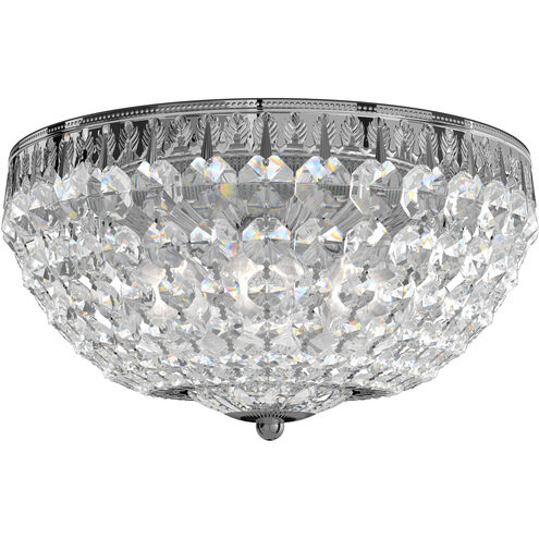 Petit Crystal Flush Mount Ceiling Light in Polished Silver, Optic