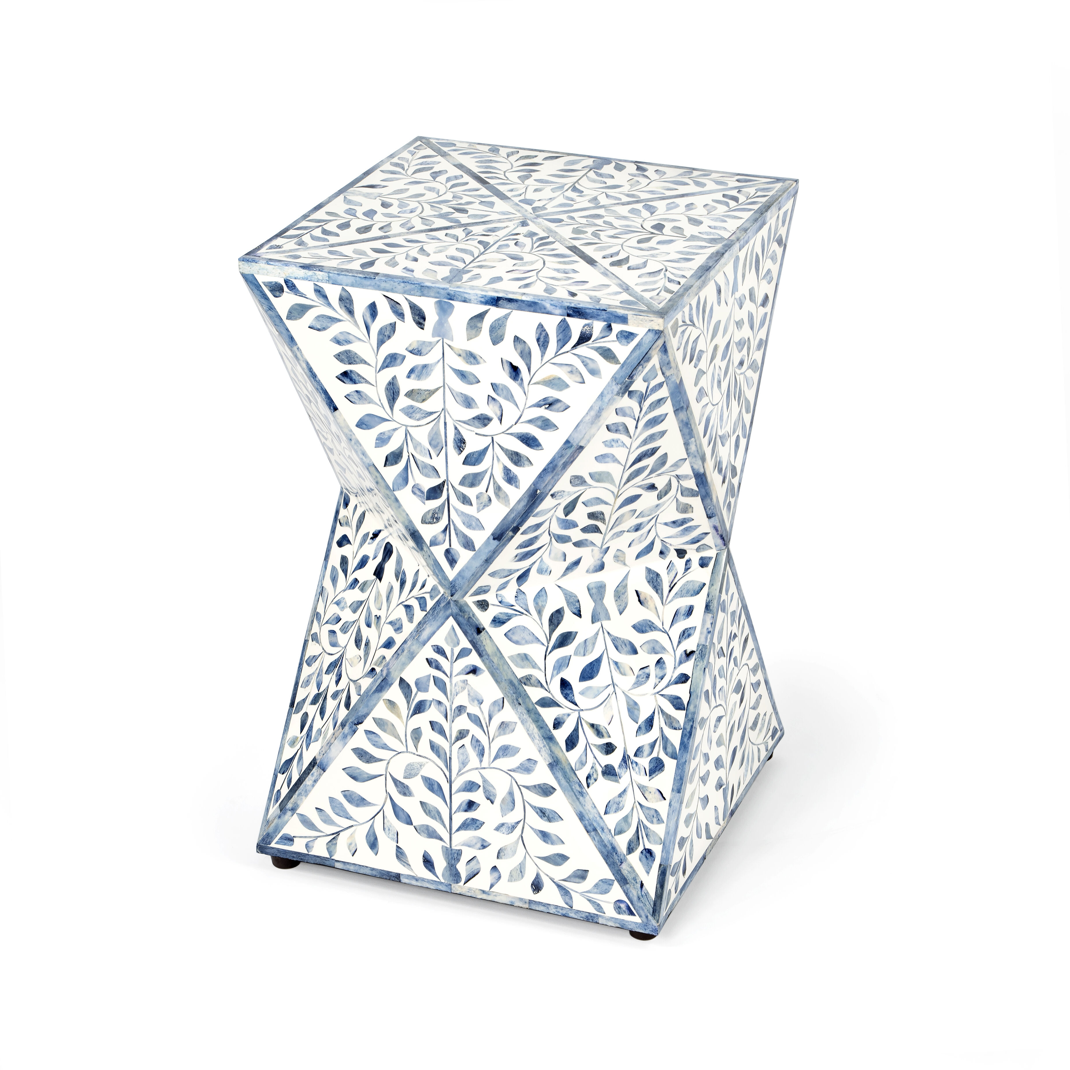 Trubadur Bone Inlay Side Table in Sky Blue and White