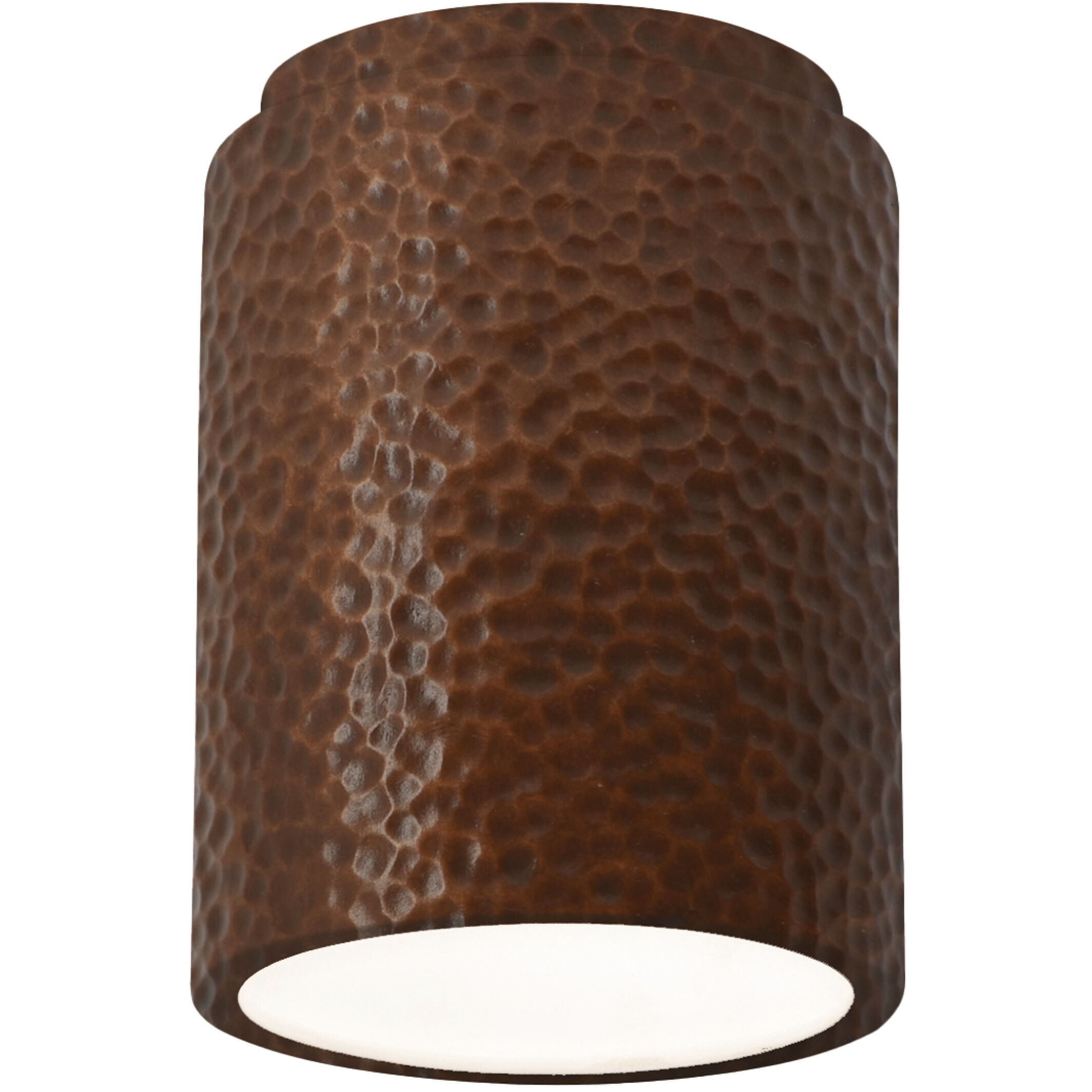 Radiance Cylinder LED 6.5 inch Hammered Copper Outdoor Flush-Mount