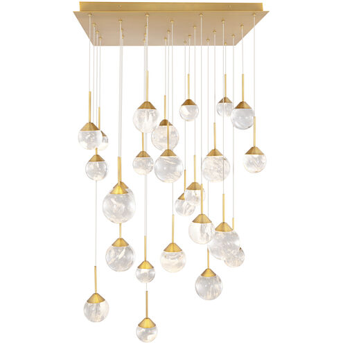 Beyond Quest LED 28 inch Aged Brass Multi-Light Pendant Ceiling Light, Square Canopy