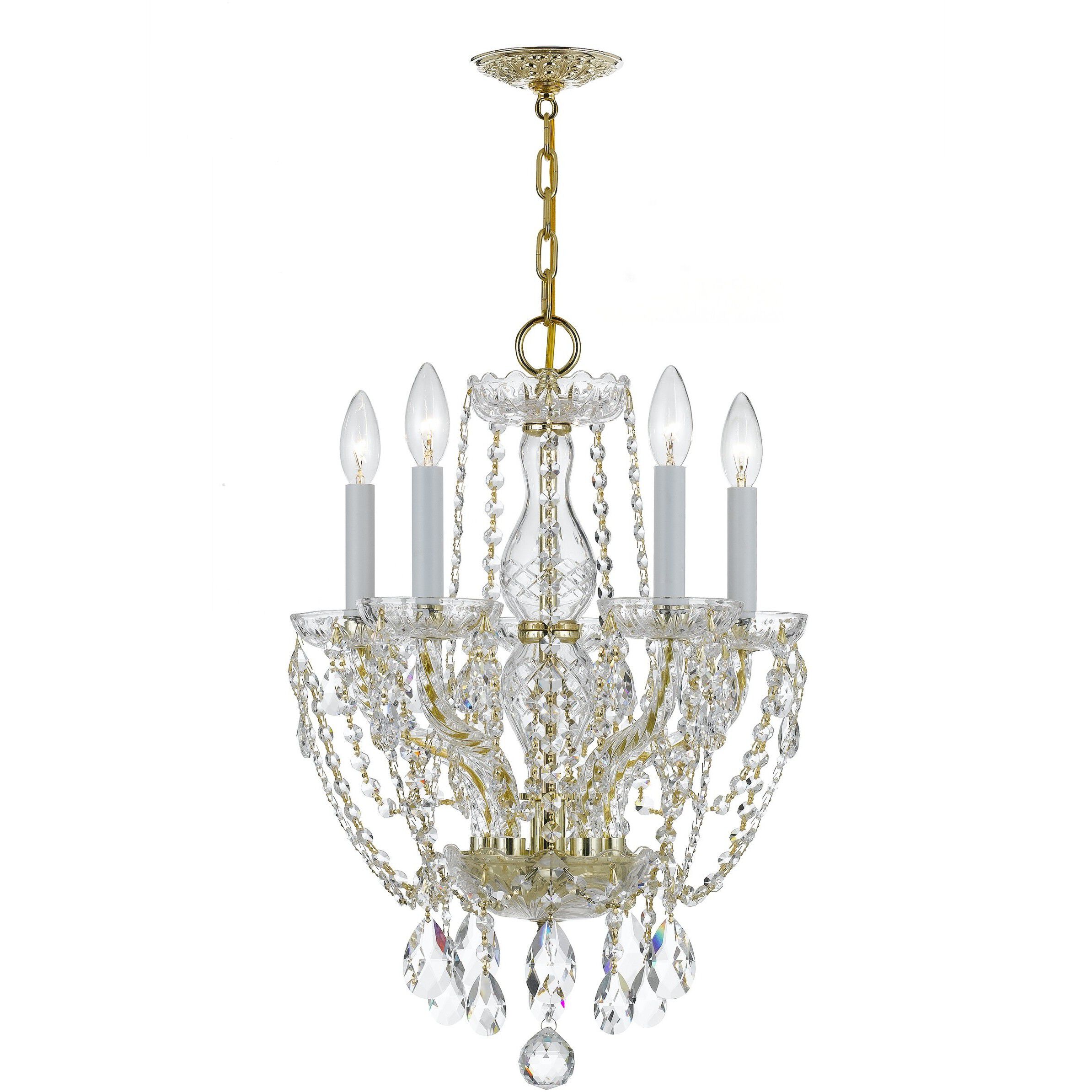 Traditional Crystal 5 Light 14.00 inch Mini Chandelier