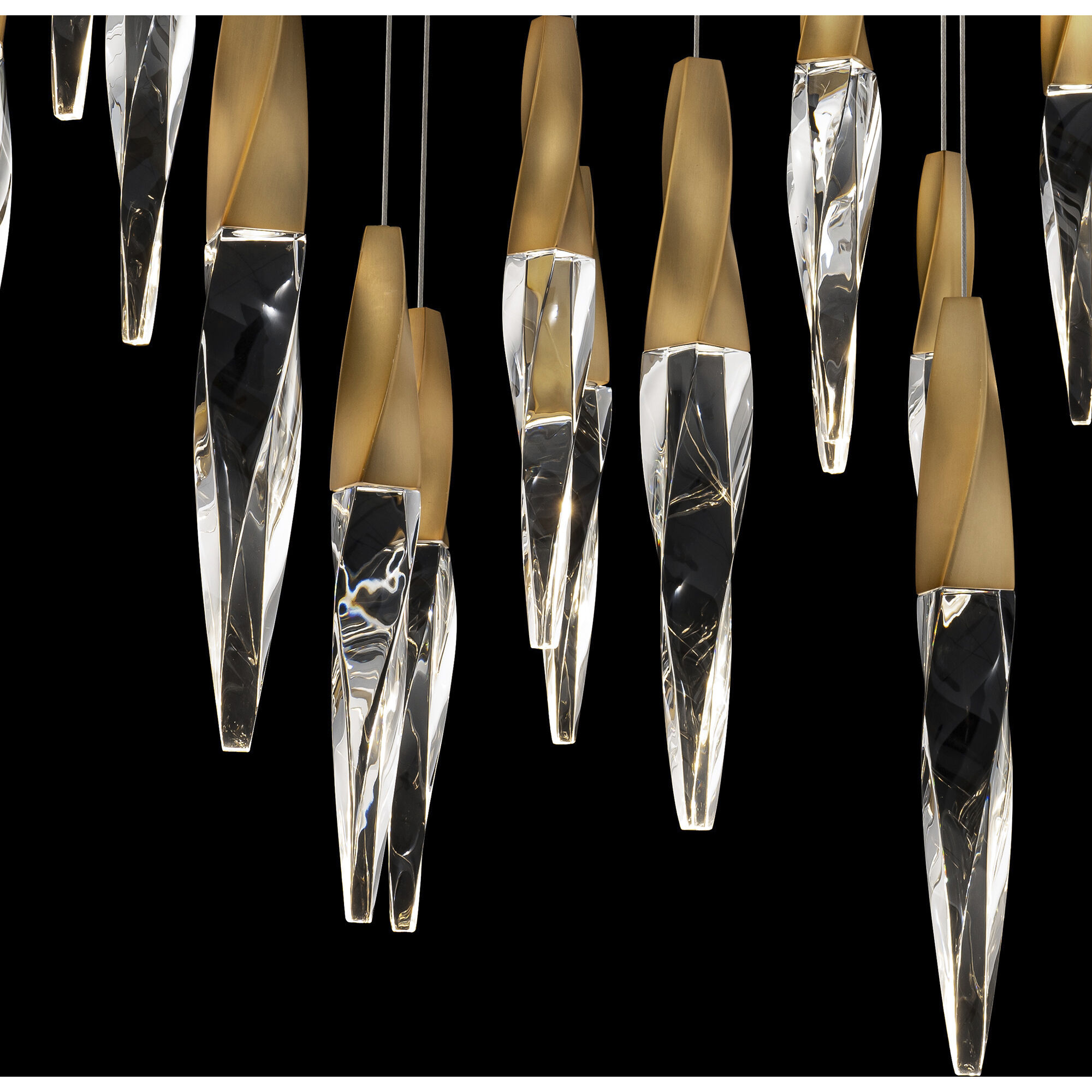 Beyond Kindjal LED 12 inch Aged Brass Multi-Light Pendant Ceiling Light, Linear Canopy