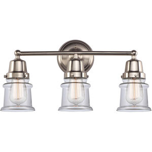 Aditi Small Canton 3 Light 21.25 inch Brushed Satin Nickel Bath Vanity Light Wall Light, Aditi