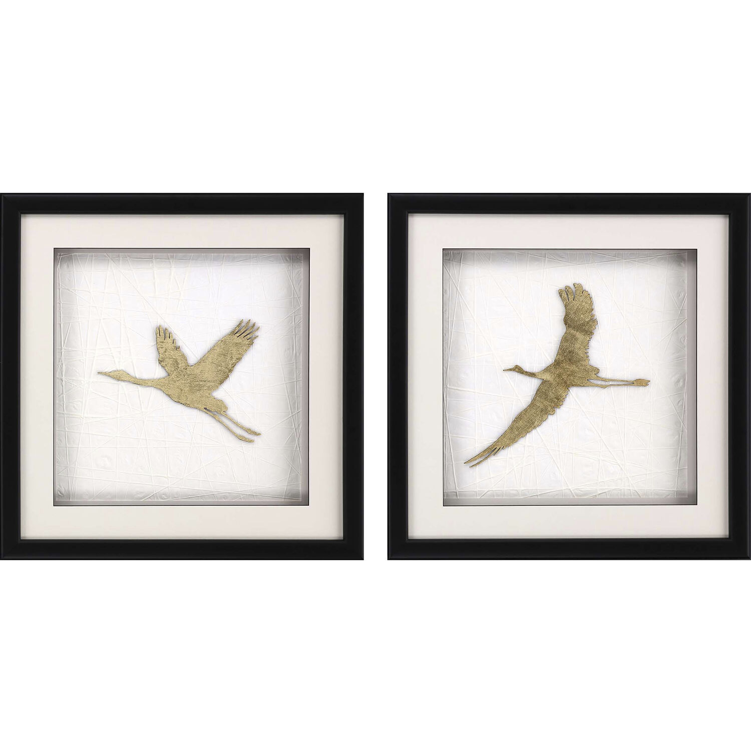 Flight of Gold Metallic and Black and White Framed Art, The Studio