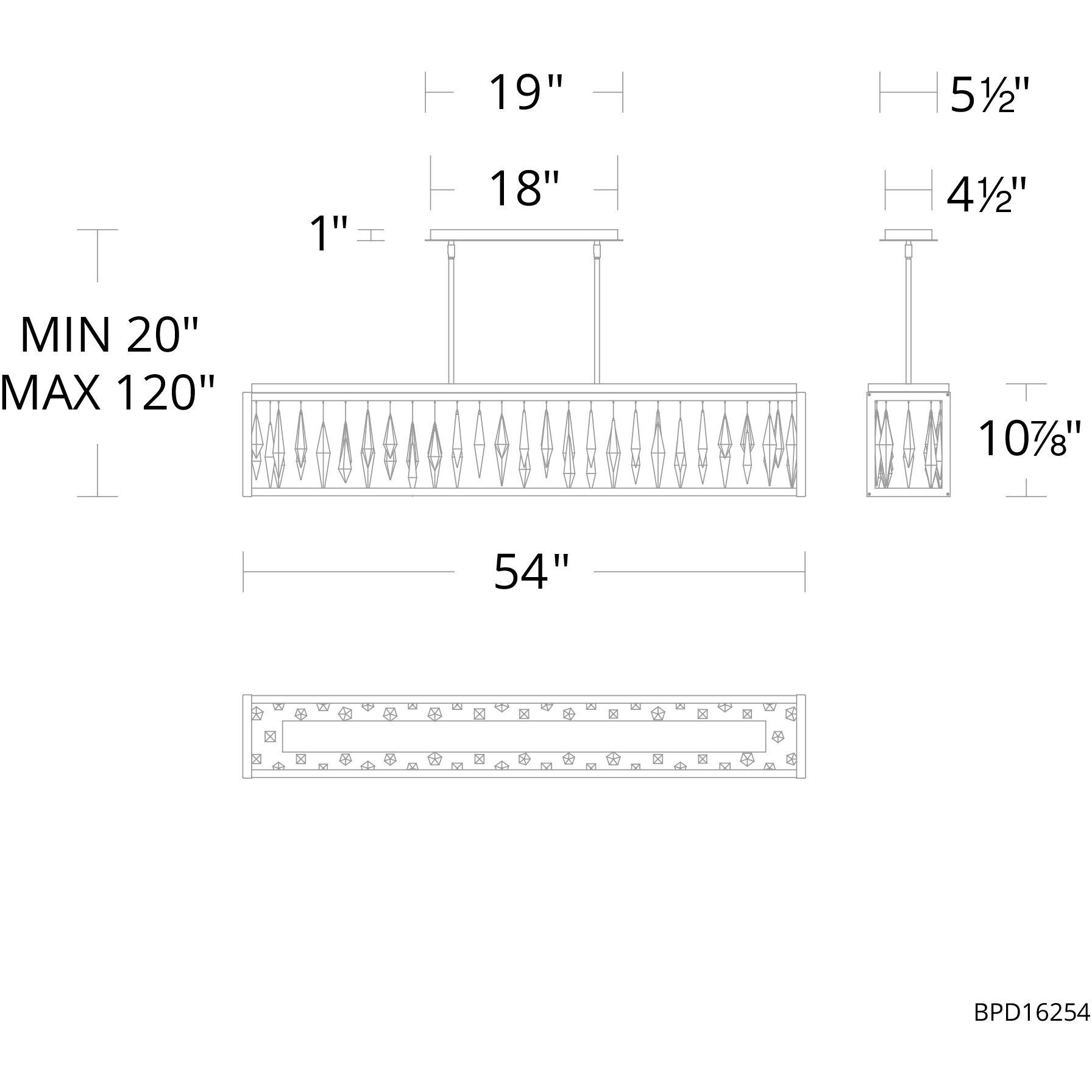 Mirage LED 54 inch Black Linear Pendant Ceiling Light, Beyond