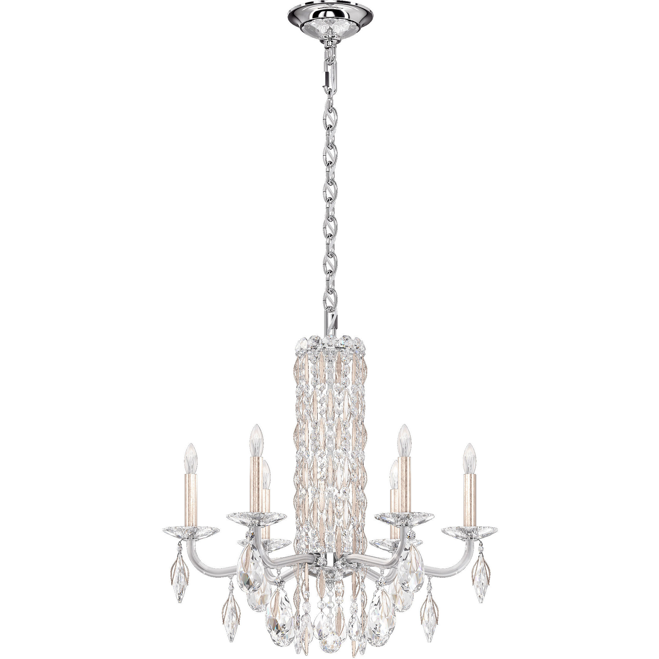 Siena 6 Light 24.5 inch Antique Silver Chandelier Ceiling Light in Heritage, No Spikes