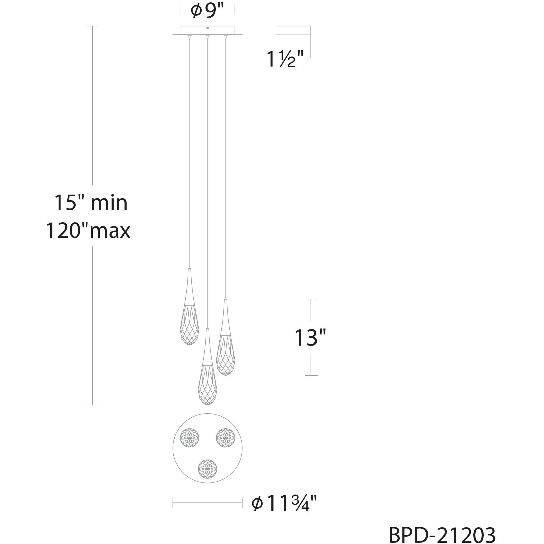 Hibiscus LED 11.75 inch Polished Nickel Multi-Light Pendant Ceiling Light, Beyond