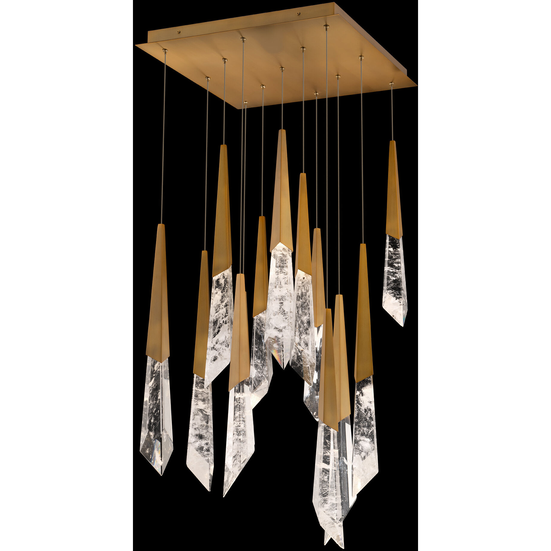 Beyond Solitude LED 20 inch Aged Brass Multi-Light Pendant Ceiling Light, Square Canopy