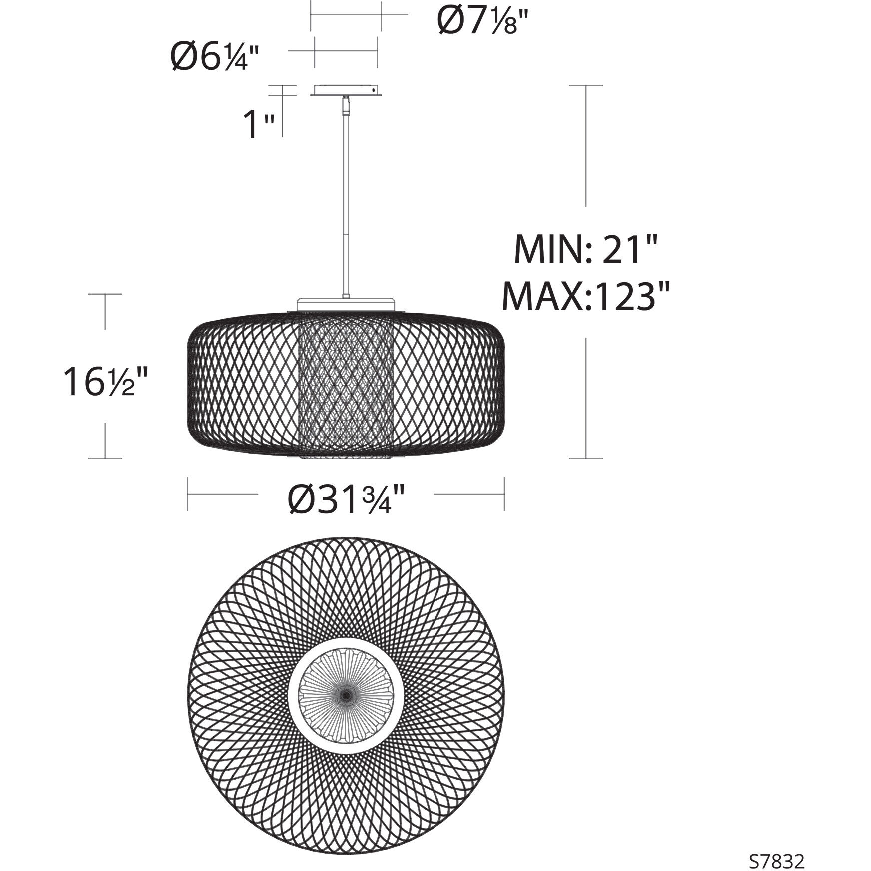 Kodo LED 31.8 inch Black Pendant Ceiling Light, Schonbek Signature