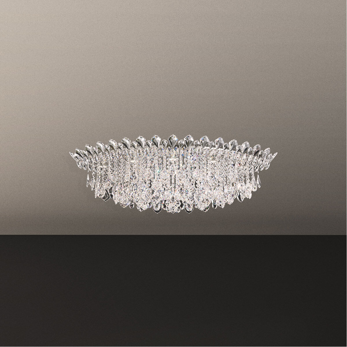 Trilliane Strands 8 Light 25 inch Polished Stainless Steel Flush Mount Ceiling Light in Heritage