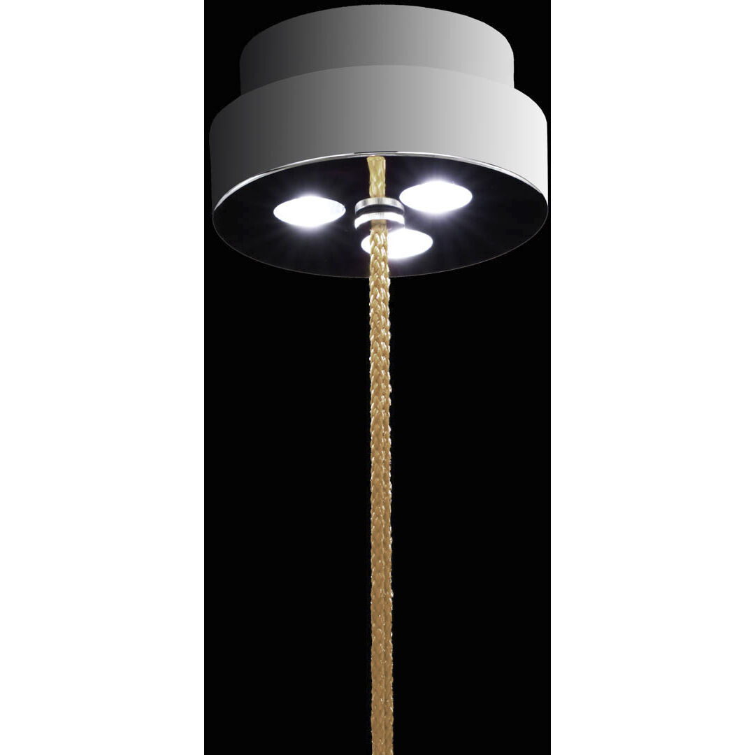 Forever Trinity LED 3.5 inch Polished Chrome Pendant Ceiling Light in Gold Rope, Gold Rope