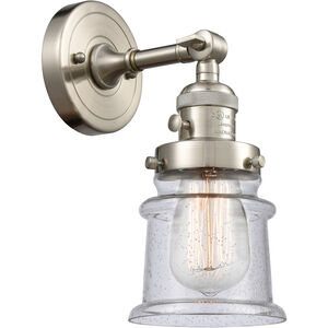 Franklin Restoration Small Canton 1 Light 7 inch Brushed Satin Nickel Sconce Wall Light in Seedy Glass, Franklin Restoration
