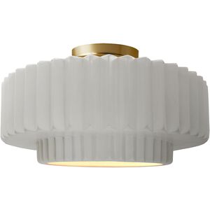 Radiance 1 Light 14.5 inch Bisque and Brushed Brass Semi Flush Ceiling Light