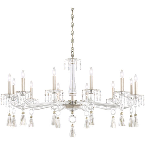 Tassau 12 Light 44 inch Antique Silver Chandelier Ceiling Light in Swarovski, Jet Black, Jet Black Accent