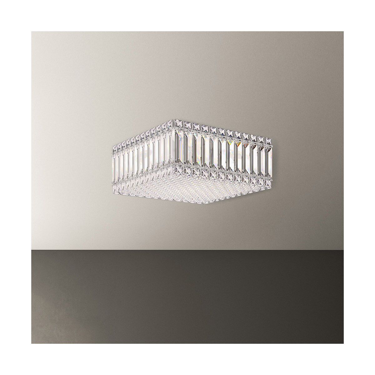 Quantum 4 Light 12 inch Stainless Steel Flush Mount Ceiling Light in Swarovski