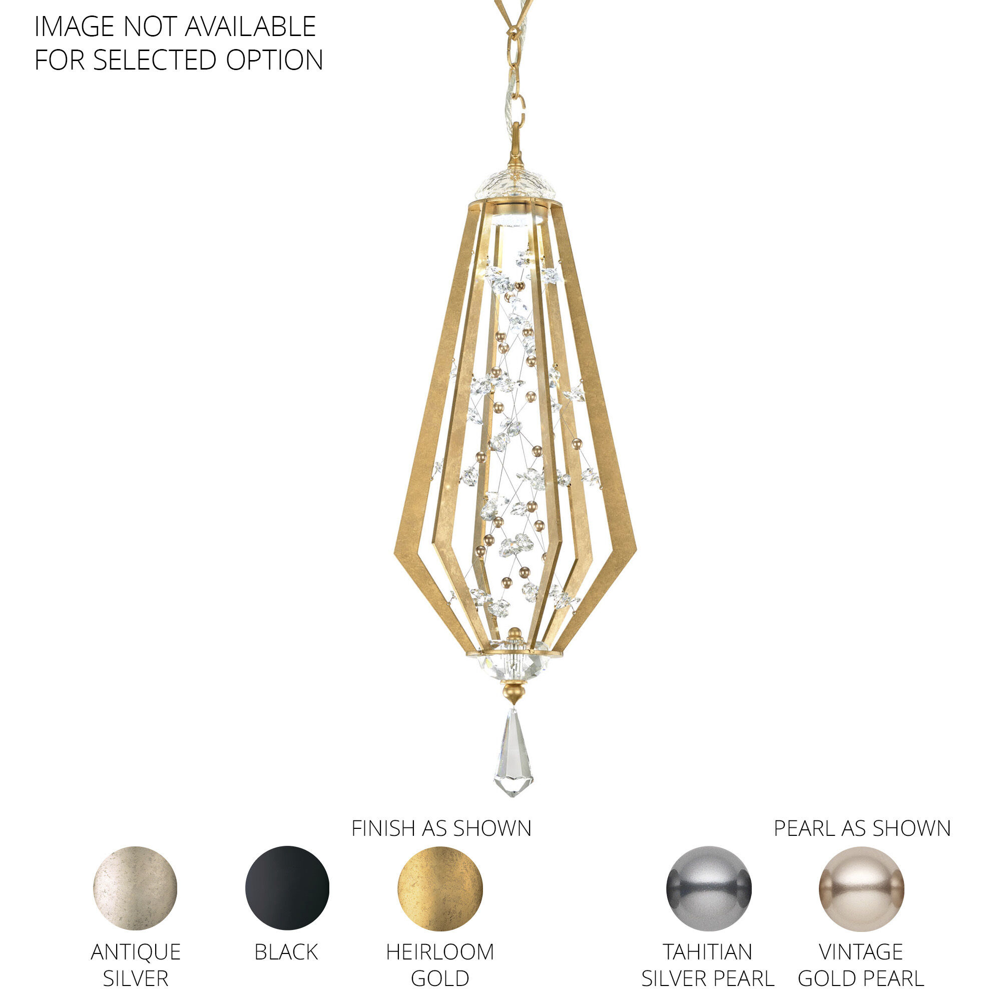 Forever Eternity LED 8.6 inch Black Pendant Ceiling Light in Clear Radiance Crystal and Tahitian Silver Pearl