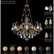 Renaissance Rock Crystal 8 Light Black Pendant Ceiling Light in Quartz