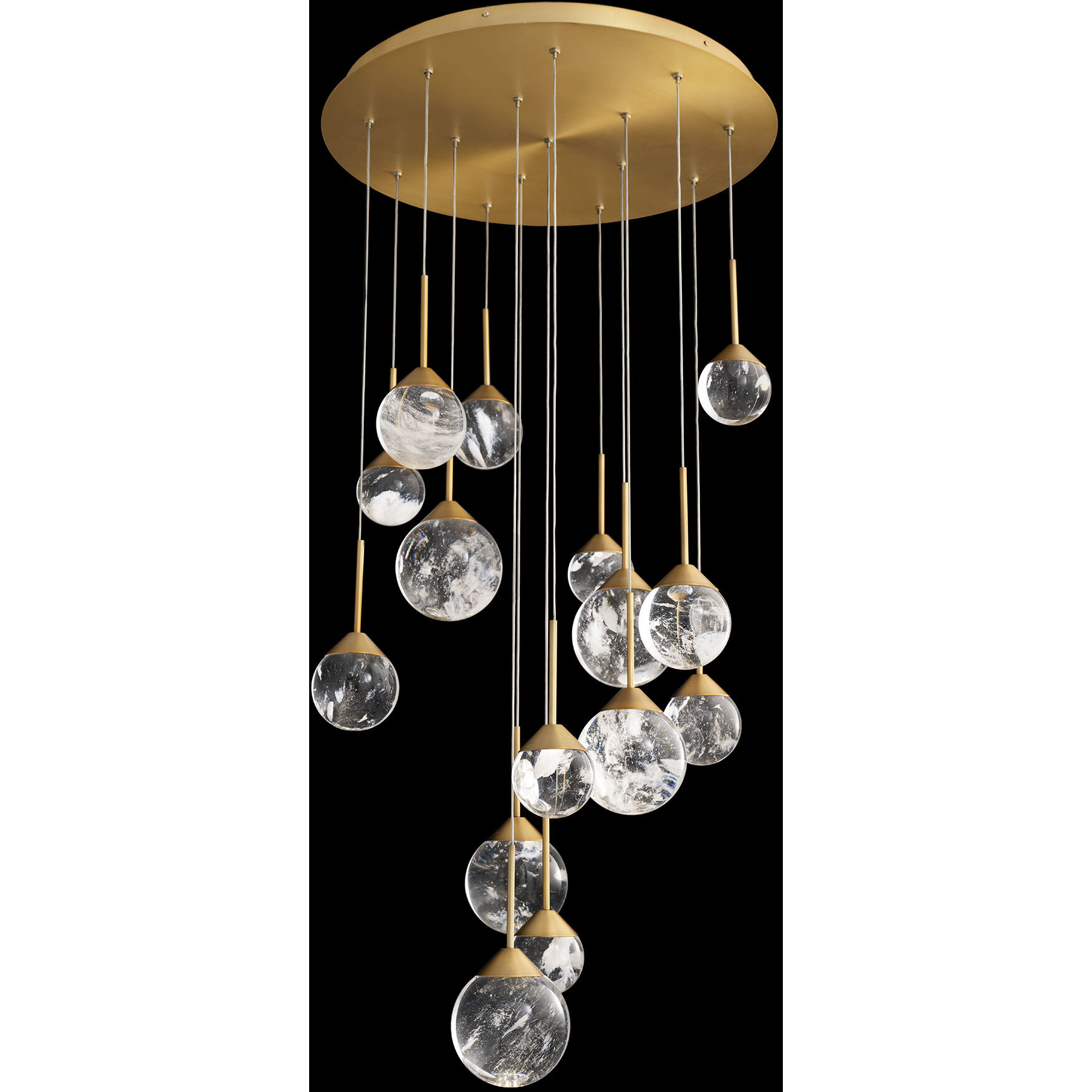 Beyond Quest LED 23 inch Aged Brass Multi-Light Pendant Ceiling Light, Round Canopy