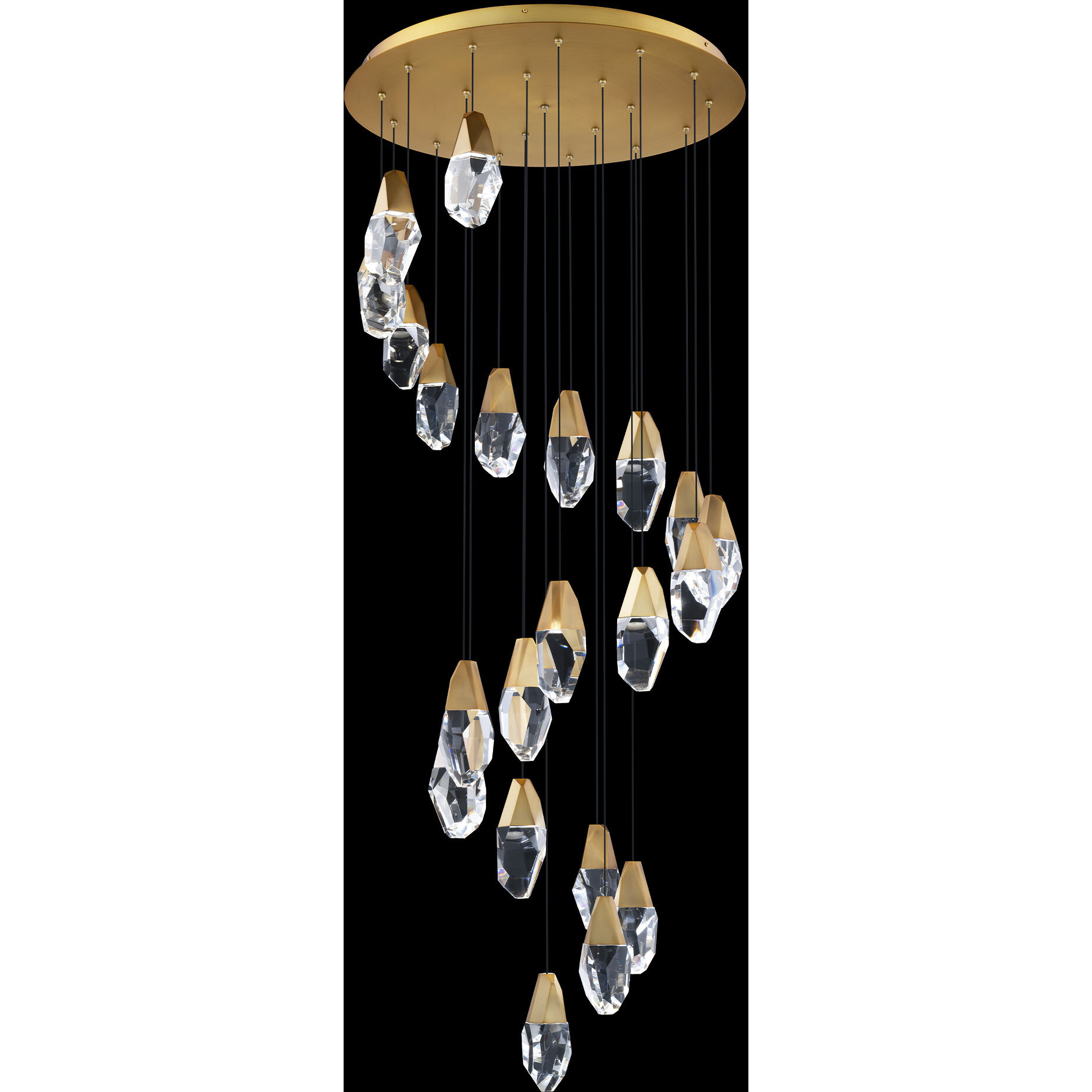 Beyond Martini LED 23 inch Aged Brass Multi-Light Pendant Ceiling Light in Optic Haze, Round Canopy