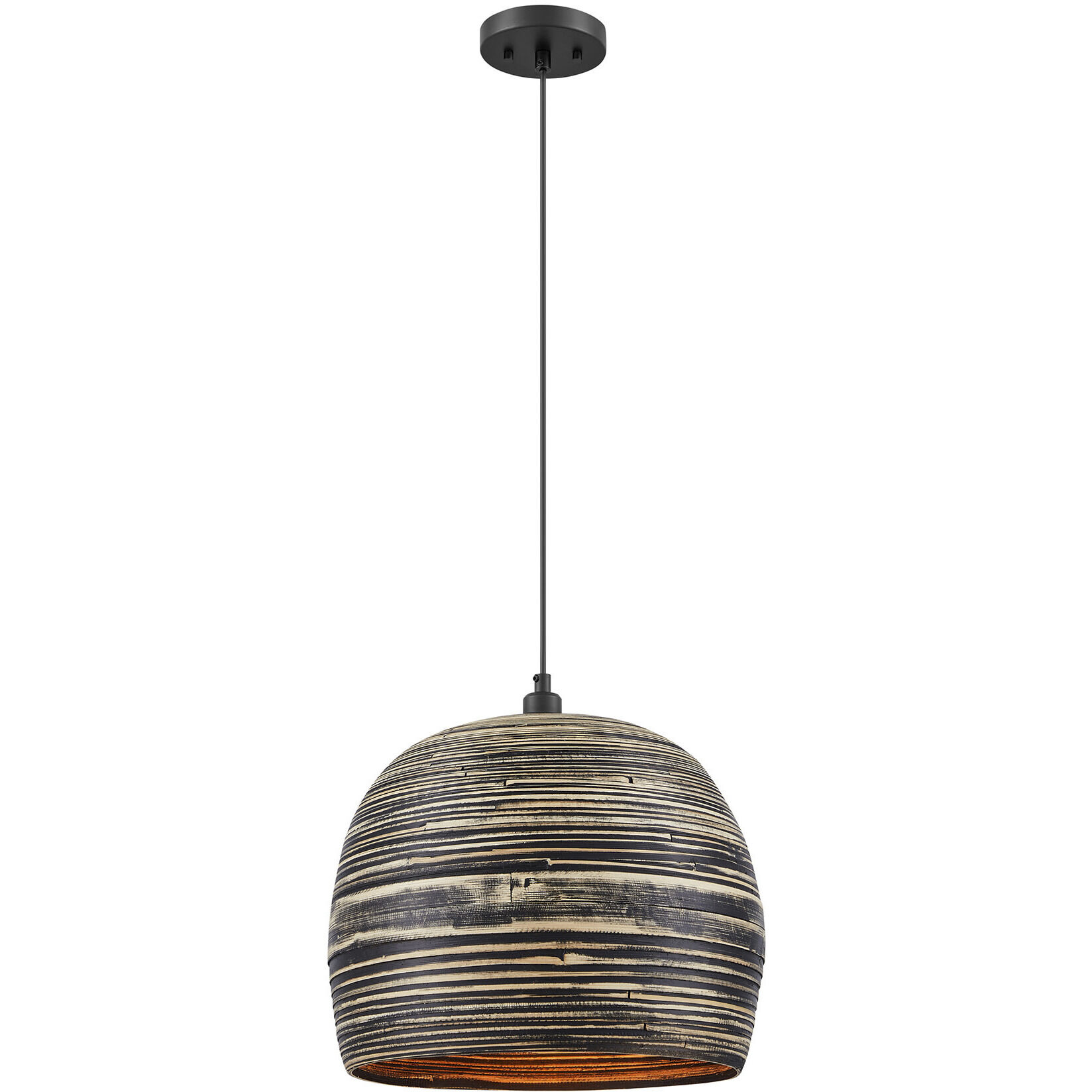 Jamsen 1 Light 15.75 inch Black Bamboo Pendant Ceiling Light