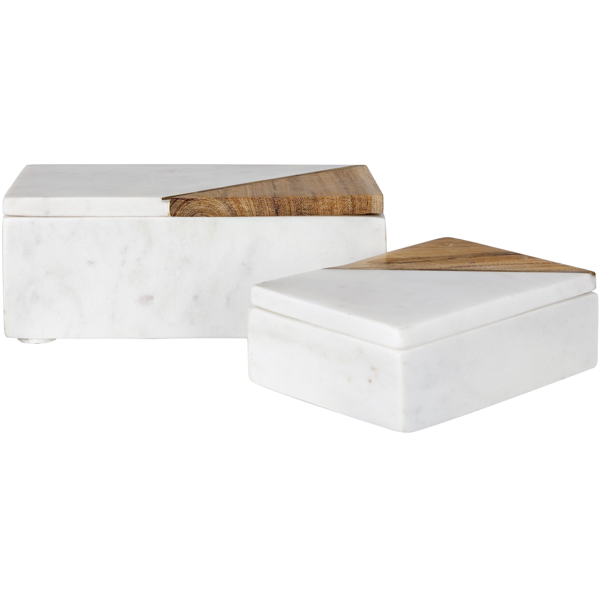 Anita 3.9 inch White/Brown Marble Boxes