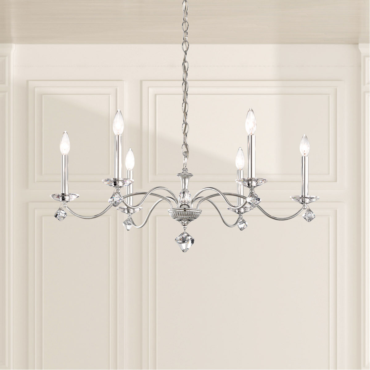 Modique 6 Light 32 inch Polished Silver Chandelier Ceiling Light in Heritage