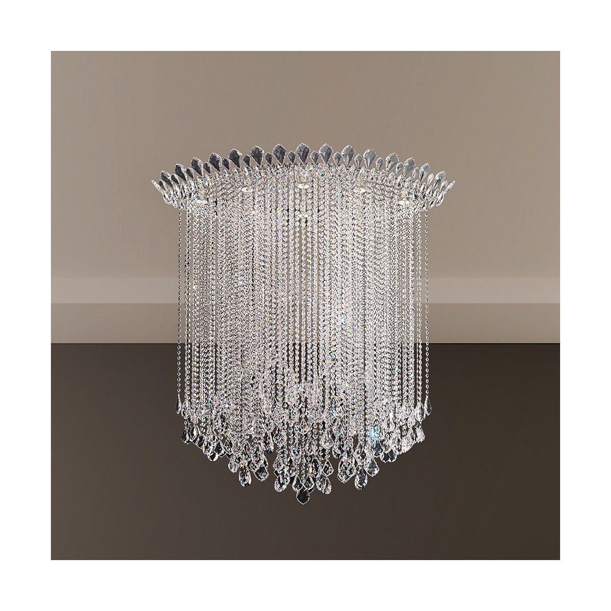 Trilliane Strands 8 Light 25 inch Polished Stainless Steel Flush Mount Ceiling Light in Heritage