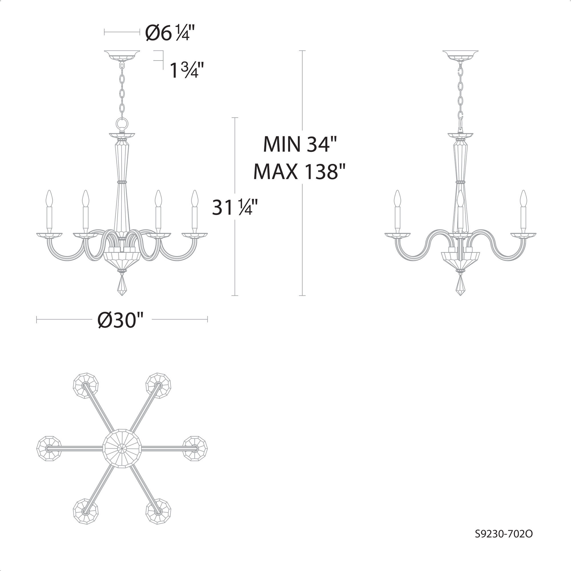 Habsburg 6 Light 30 inch Polished Chrome Chandelier Ceiling Light, Schonbek Signature