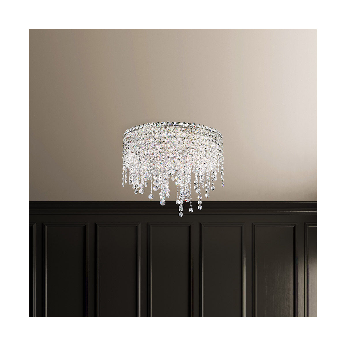 Chantant 5 Light Polished Stainless Steel Flush Mount Ceiling Light in Optic, Strand