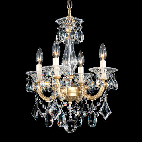 La Scala 4 Light 14.5 inch Heirloom Gold Chandelier Ceiling Light in Heirloom Gold Cast, Convertible to Pendant