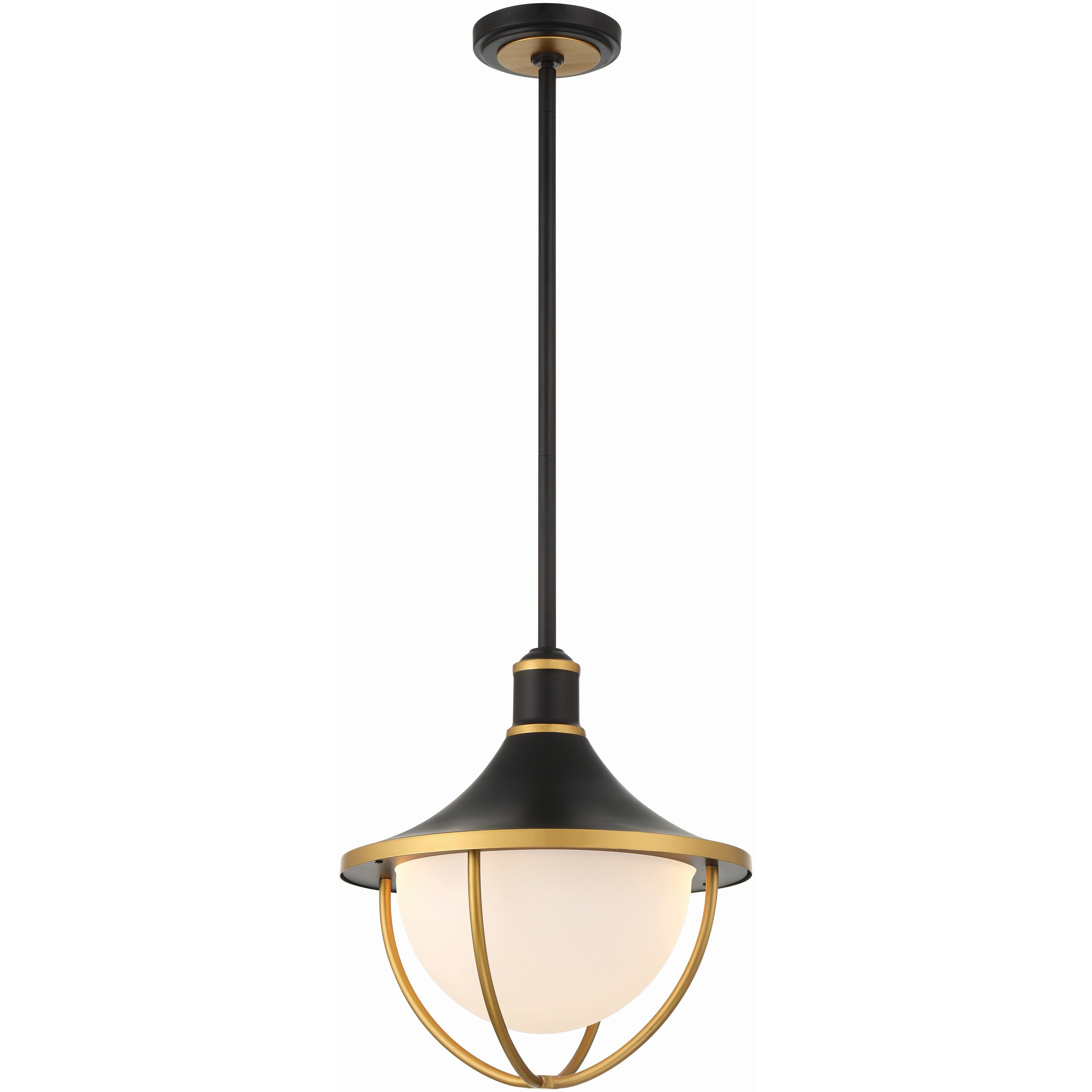 Atlas 3 Light 16.5 inch Matte Black and Textured Gold Outdoor Pendant