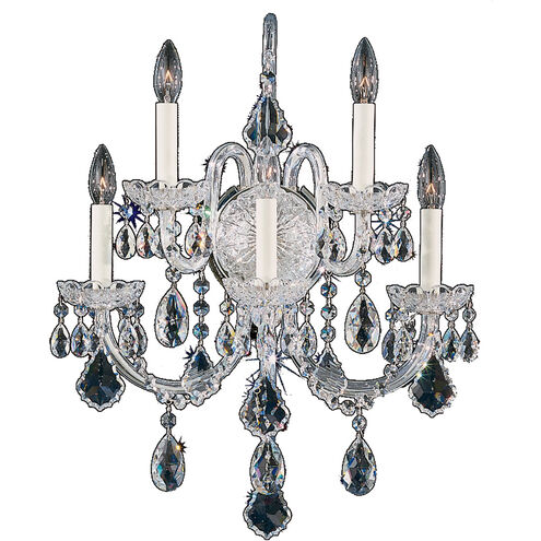 Olde World 5 Light 10 inch Silver Wall Sconce Wall Light in Polished Silver, Olde World Swarovski