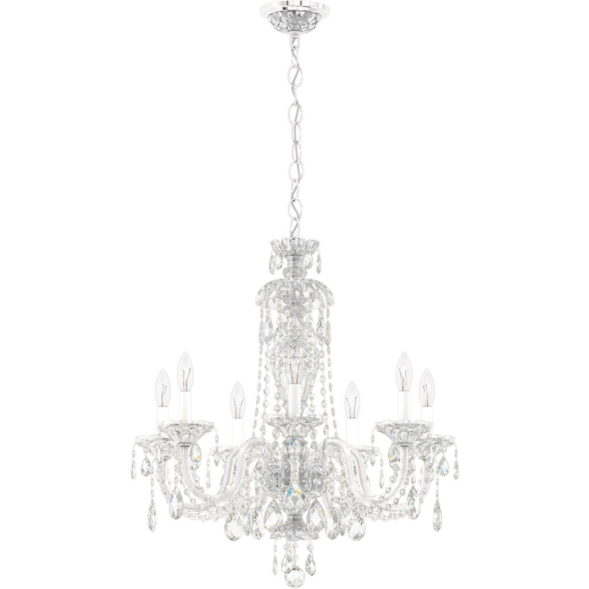 Sterling 7 Light 25 inch Polished Silver Chandelier Ceiling Light in Swarovski