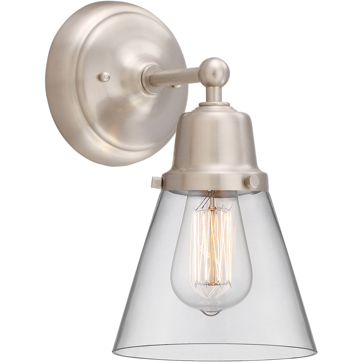 Aditi Small Cone 1 Light 6.25 inch Brushed Satin Nickel Sconce Wall Light, Aditi
