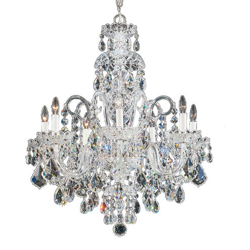 Olde World 7 Light 25 inch Silver Chandelier Ceiling Light in Polished Silver, Olde World Swarovski