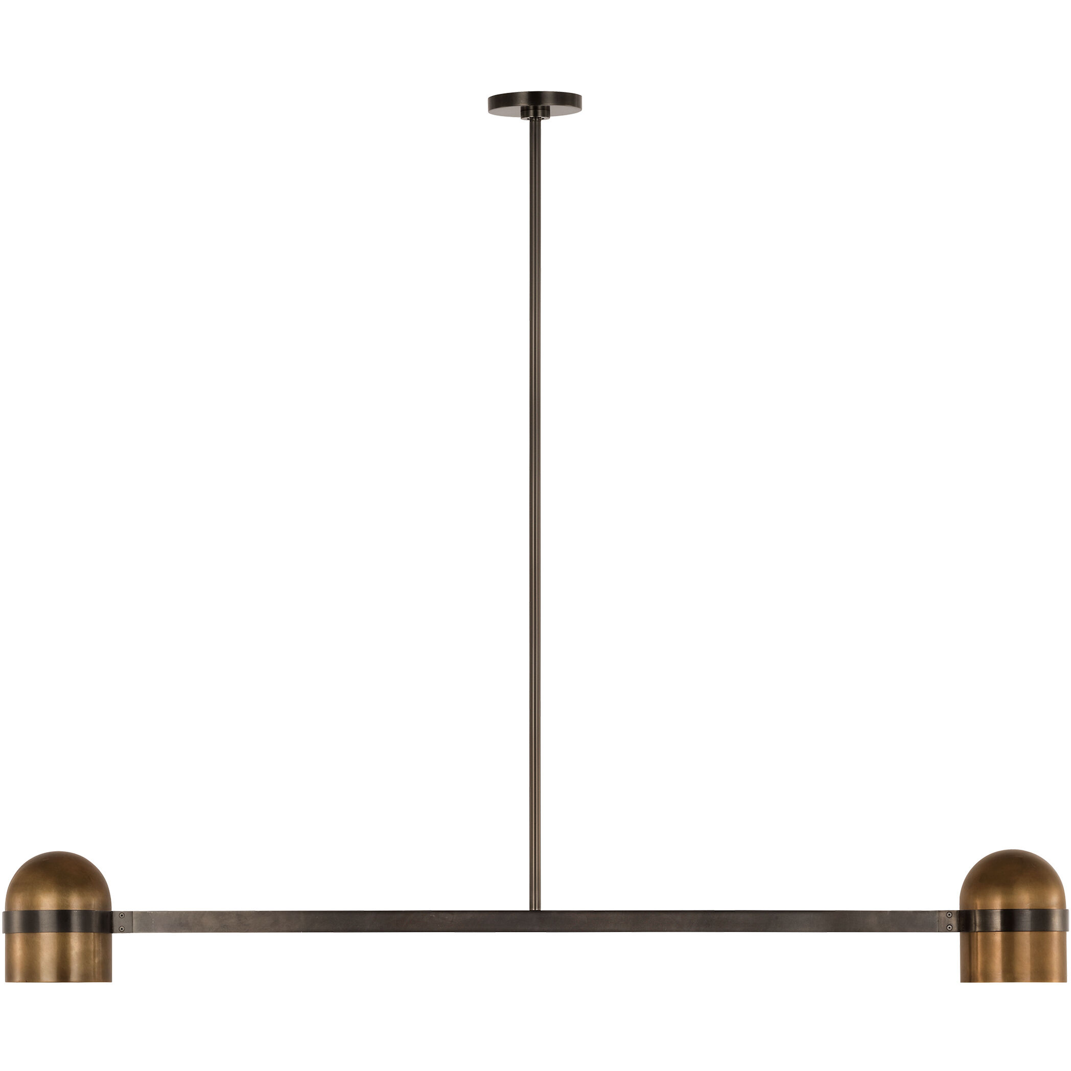 Avroko Octavia 2 Light 56 inch Blackened Bronze/Bright Worn Brass Linear Chandelier Ceiling Light
