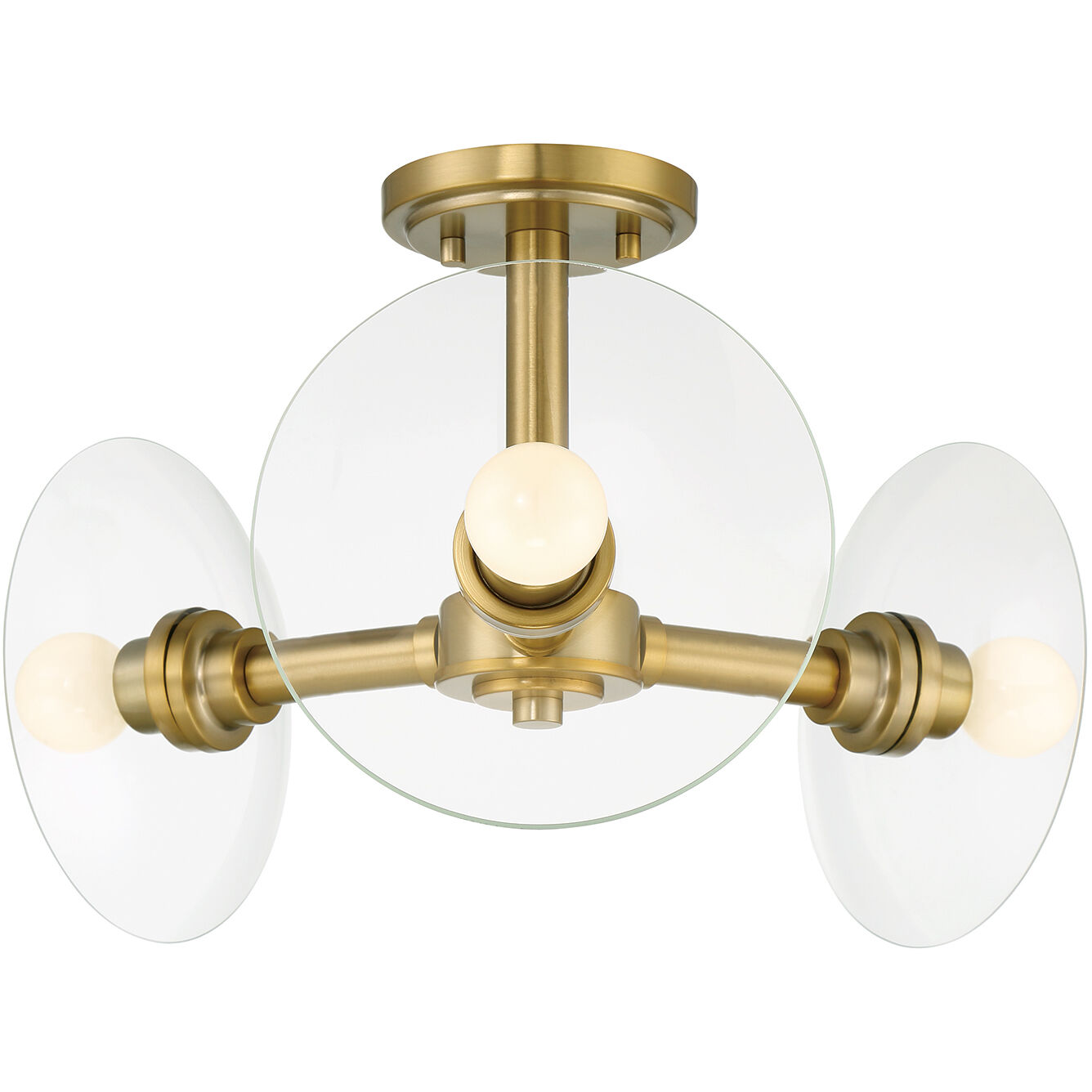 Litto 3 Light 14.75 inch Brushed Gold Semi-Flush Mount Ceiling Light
