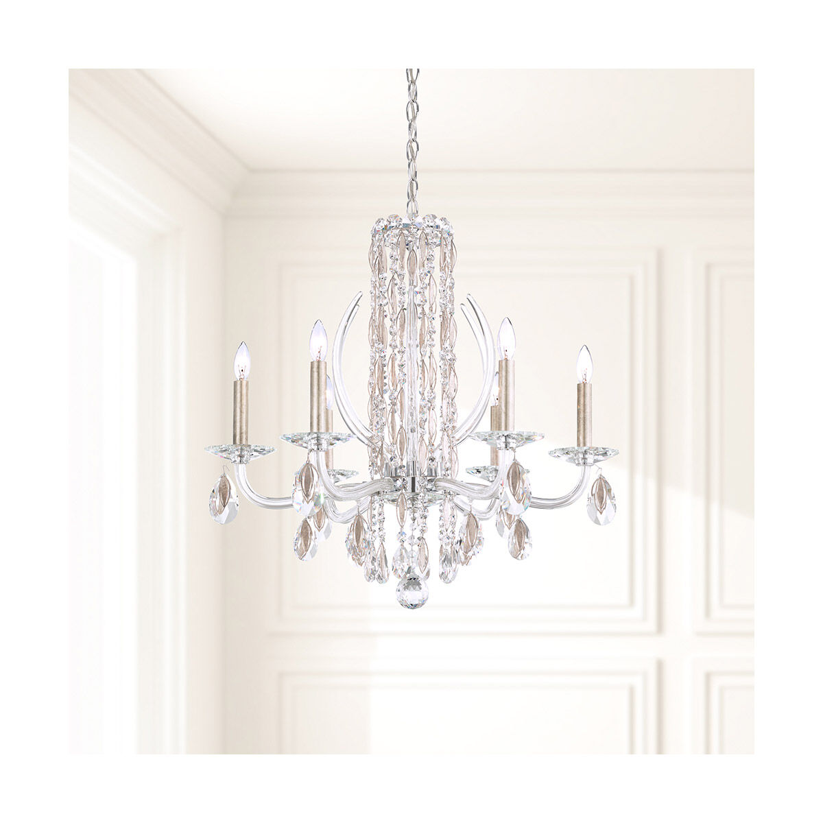 Siena 6 Light 24.5 inch Antique Silver Chandelier Ceiling Light in Heritage